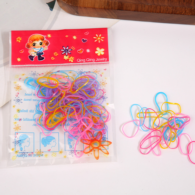 Bag Disposable Color Rubber Band Children Rubber Band Hair Band Baby Hair Tie High Elasticity Female Hair Accessories Headdress