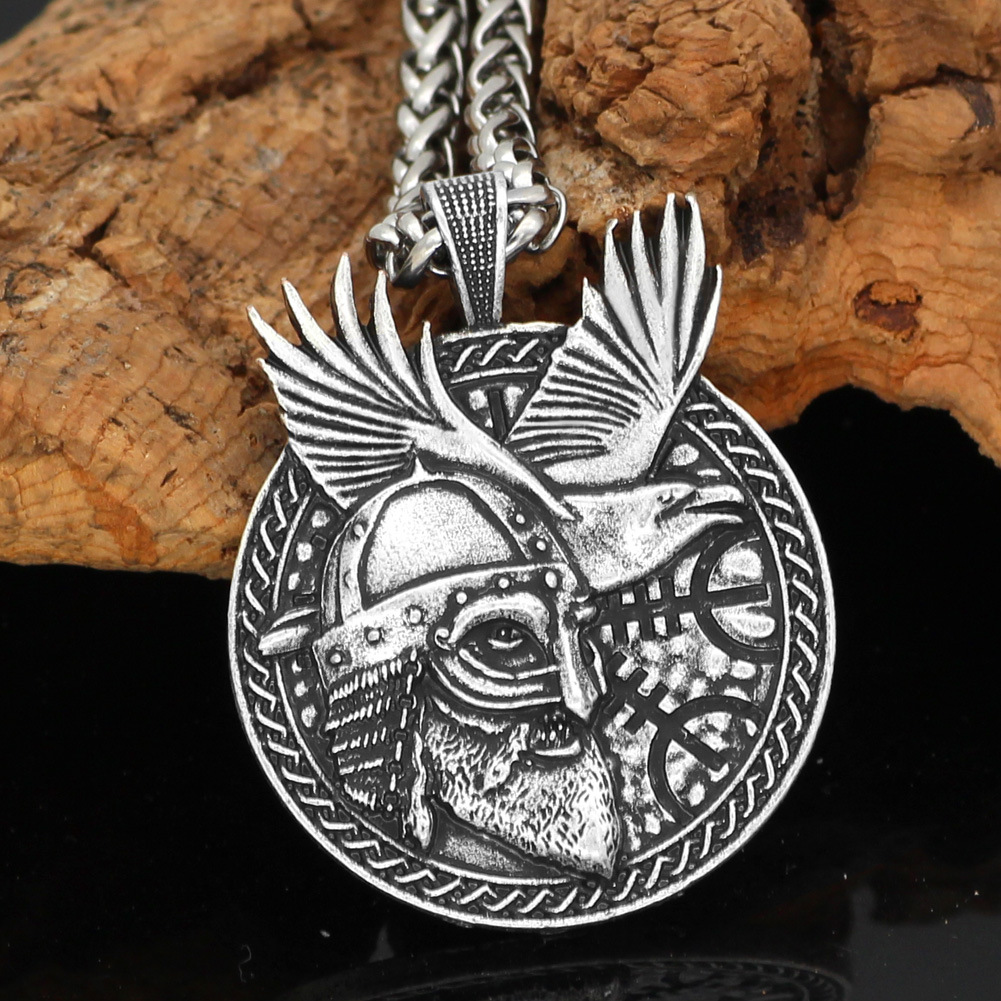 外贸北欧神话维京乌鸦奥丁三角项链男护身符吊坠欧美流行饰品