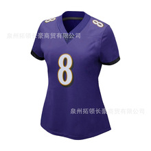 女式运动户外拉马尔·杰克逊紫色#8巴尔的摩乌鸦队球员比赛球衣