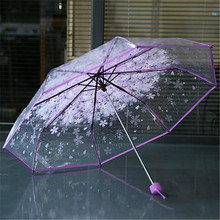 Manual  Women's Transparent Clear Flowers Umbrella Anti-UV跨