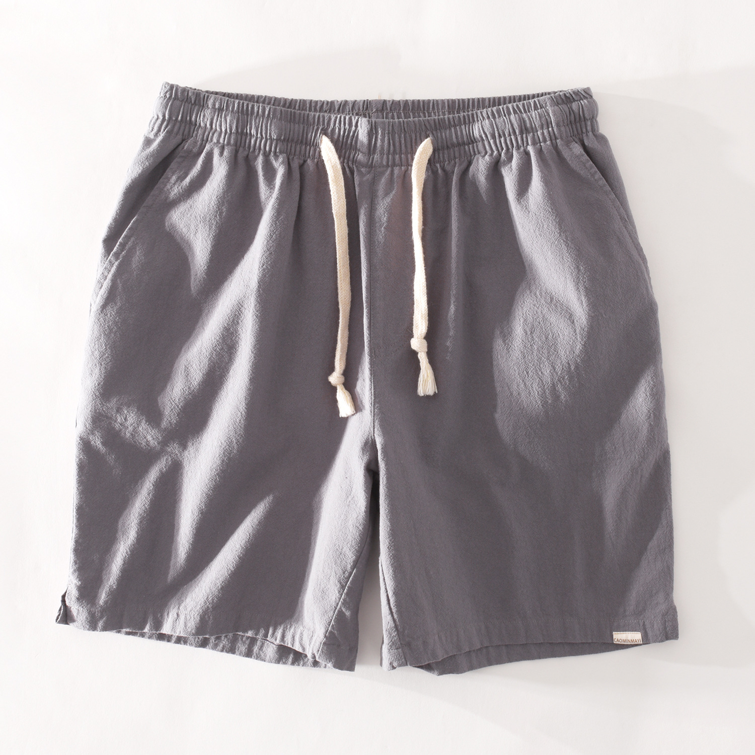 夏季男士休闲短裤棉质纯色五分沙滩裤宽松大码-泉水