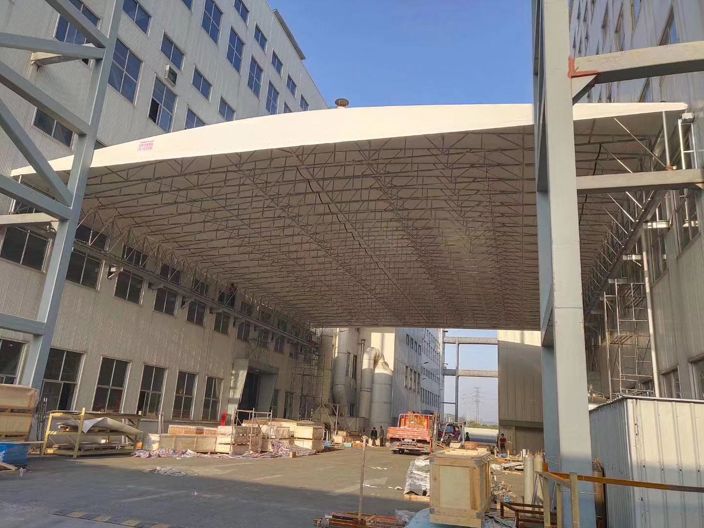 定制推拉雨篷工厂仓库伸缩活动棚 大排档厂房可移动推拉篷 推拉棚