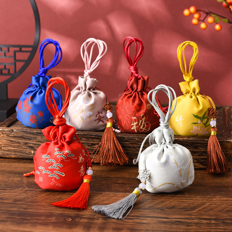 端午节香包刺绣流苏福字香袋中式汉服便携式挂脖福袋香囊空袋批发