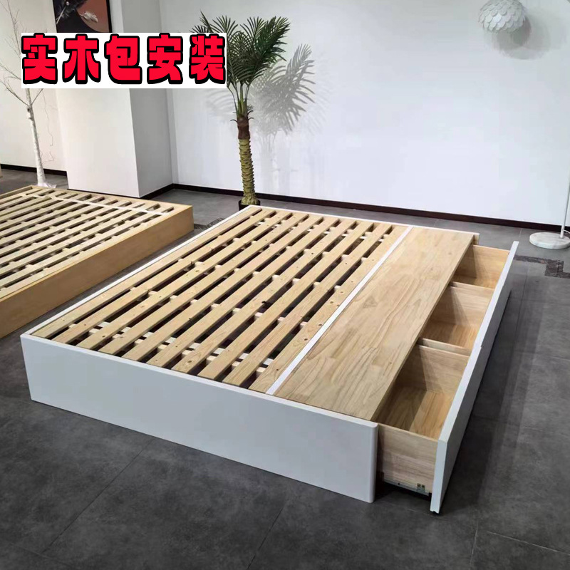 无床头床 实木榻榻米落地1米酒店床无靠背1.2日式现代简约1.5床架