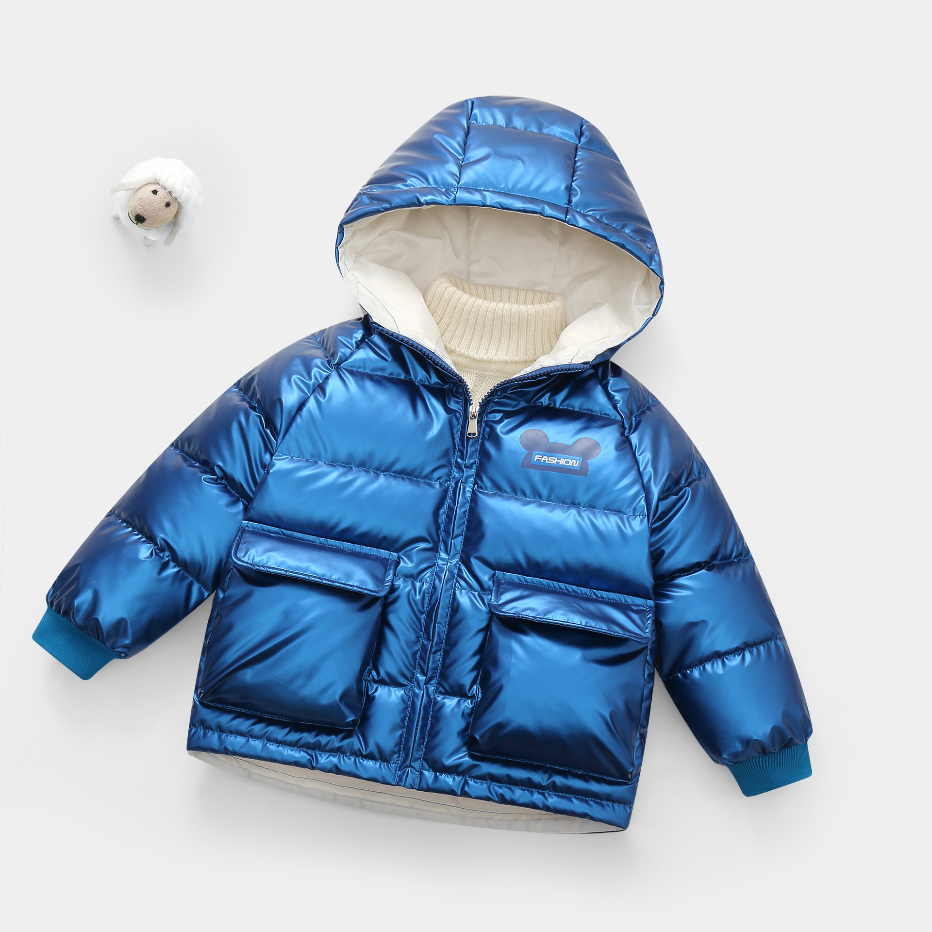 中小童冬季儿童羽绒服男女童秋冬亮面免洗白鸭绒宝宝外套直播供货