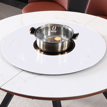 厂家直销酒店高端纯白岩板餐桌转盘圆形可旋转简约艺术小户型转盘