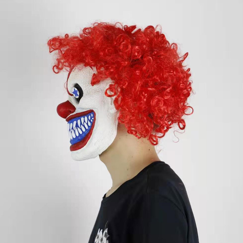 万圣节朋克小丑面具乳胶微笑小丑cosplay舞台表演道具面具头套