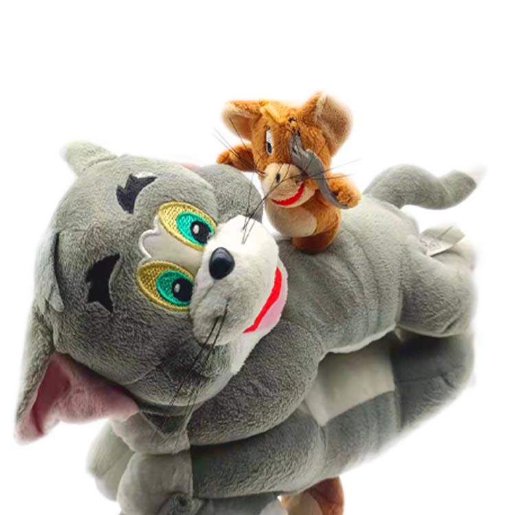 跨境现货汤姆和杰瑞公仔动漫周边猫抓老鼠毛绒玩具猫背鼠娃娃