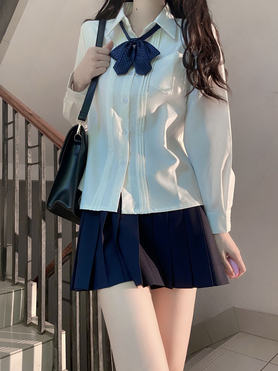 风琴褶jk衬衫长袖短袖基础款学生毕业面试春夏内搭学院风白衬衣女