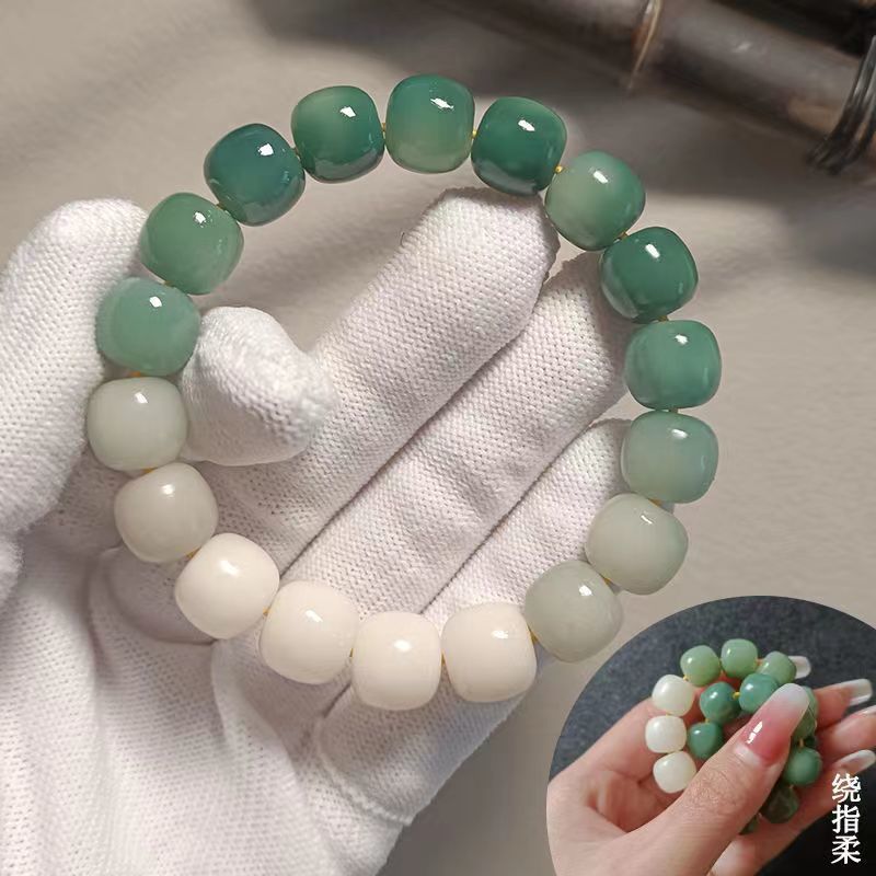 Yin Skin Weathering Gradient Bodhi Bracelet Pliable Temperament Student Version Crafts Old Barrel Buddha Beads for Girls Girlfriend Gifts