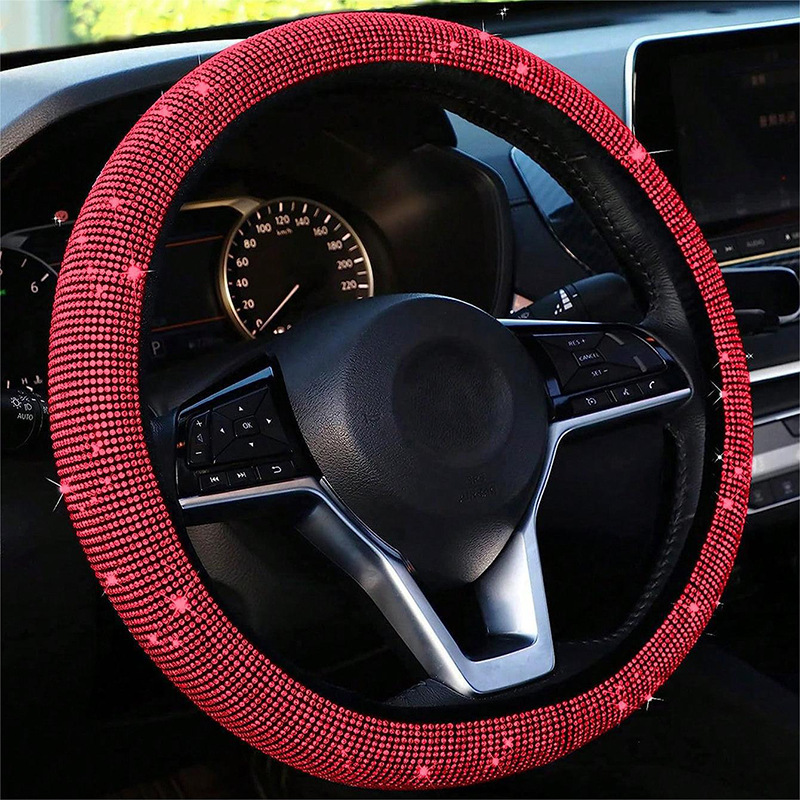 Car Steering Wheel Cover Diamond-Embedded Elastic Non-Inner Ring Four Seasons Universal Full Diamond Hot Drilling Cross-Border Hot Steering Wheel Cover Wholesale