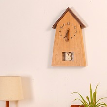 【小木屋挂钟】 兔房子樱桃实木静音时钟可爱儿童房客厅日式摆钟