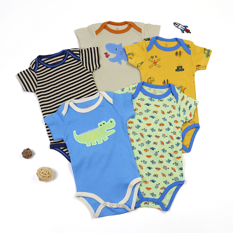 Cross-Border in Stock Wholesale 0-3 Years Old Summer Short Sleeve Rompers Rompers Jumpsuit Foreign Trade Baby Romper Baby Romper