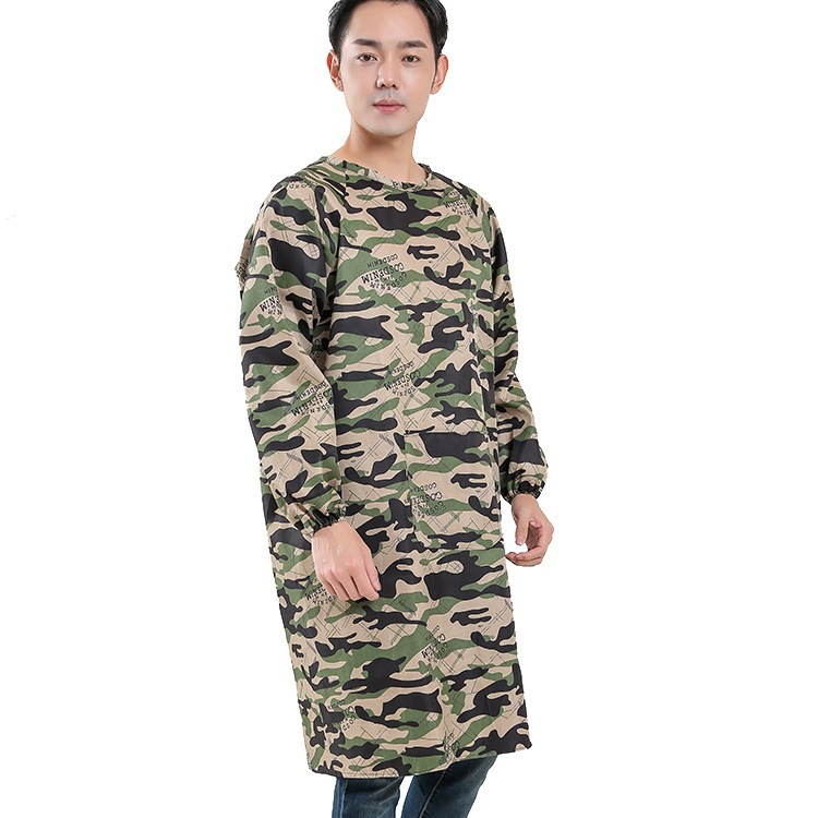 新款罩衣长袖工作服男加厚迷彩汽修耐脏防磨加肥加大搬运厨房围裙