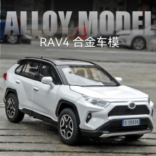 嘉业1:32开窗盒荣坊RAV 4合金汽车模型声光回力六开门收藏摆件