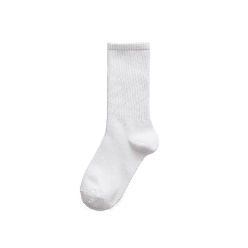 Black Socks Female Autumn and Winter Mid-Calf Length Socks Female Ins Trendy White Athletic Socks Solid Color Stockings Female Couple Stockings Male