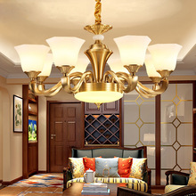 美式全铜吊灯欧式复古客厅简约现代家居轻奢餐厅吊灯黄铜中山灯具