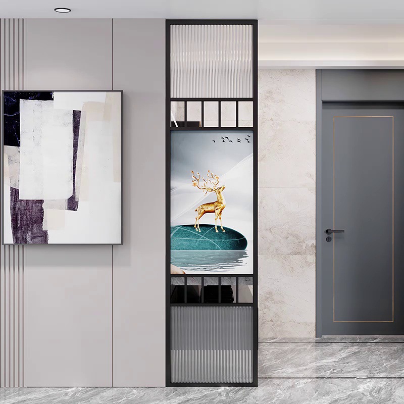 不锈钢干区半墙洗手台隔断钢化长虹玻璃屏风墙客厅卫生间铁艺屏风