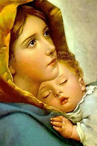 圣母玛利亚抱着小孩睡觉人物钻石画