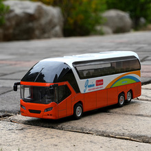 蒂雅多合金双层巴士模型回力声光玩具大巴公交车仿真长途客车盒装