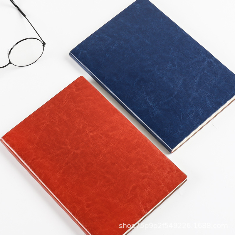 A5 Notebook Book Wholesale Office Business Meeting Solid Color Soft Leather Extra Thick Notepad Gift Box Printable Logo