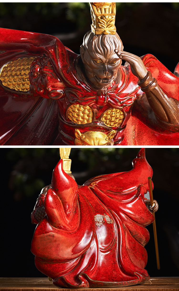 《斗战胜佛静思》齐天大圣孙悟空摆件家居玄关客厅装饰陶瓷工艺品