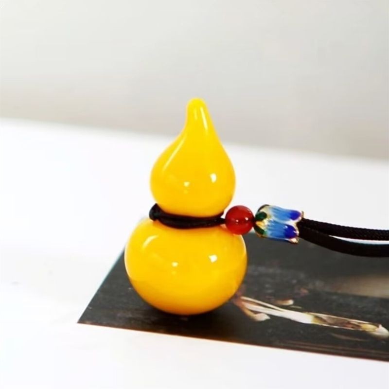 淄博博山琉璃鸡油黄葫芦项链手工百财白菜吊坠福禄礼品直播代发