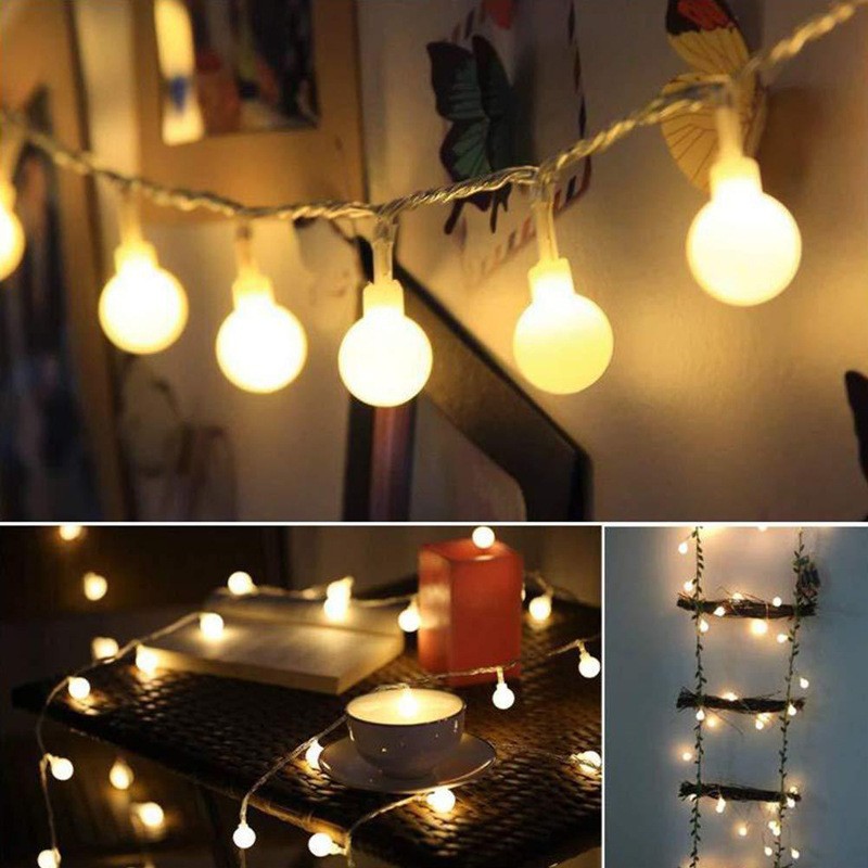 LED Outdoor Camping Small Colored Lights White Ball Ball Star Light String Flashing Light Christmas Festival Wedding Courtyard Decorative Lights