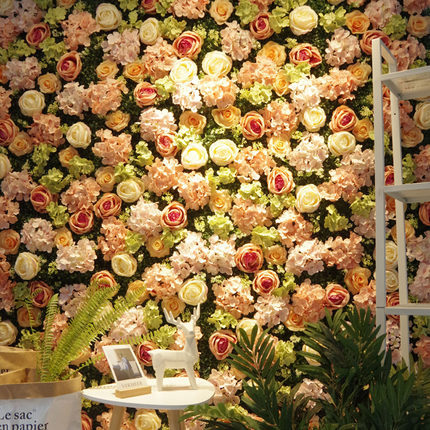 网红仿真花墙玫瑰花背景墙绣球花墙摄影道具立体假花装饰绢花婚庆