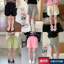 【清仓款】女童夏休闲抽绳口袋运动阔腿短裤儿童韩版纯色外穿热裤