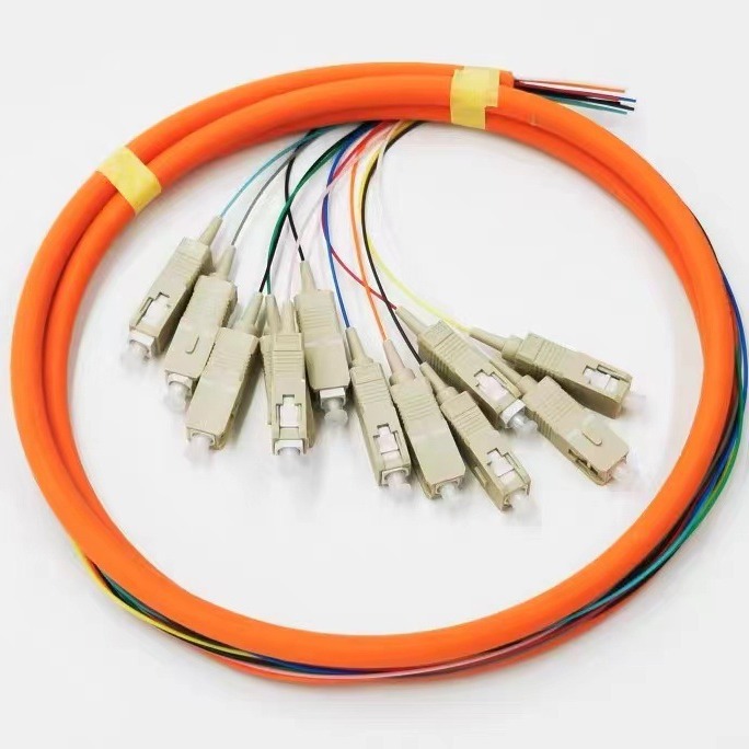 电信级12芯千兆多模束状尾纤sc/lc/fc/st接口60/125 1.2米1.