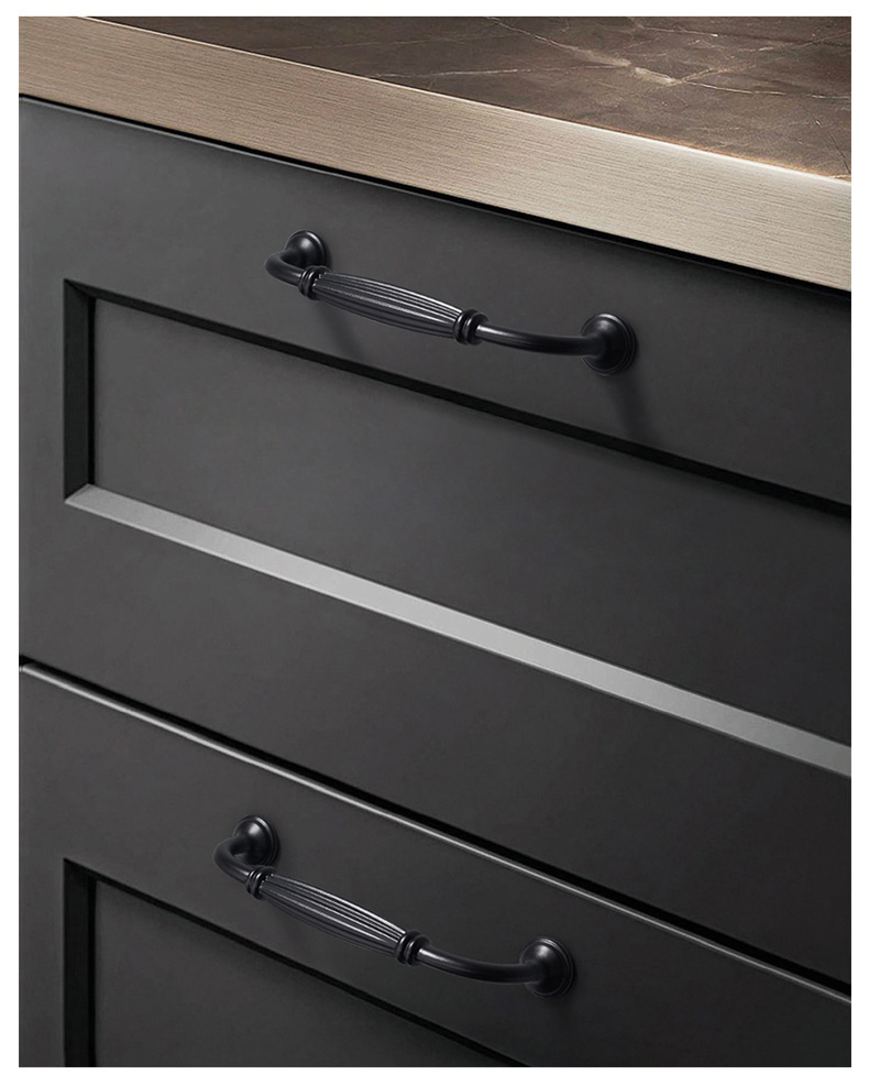 铝合金衣柜拉手黑色 家具五金配件美式衣柜门把手 隐形抽屉暗拉手