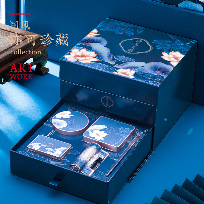 中国风私蜜兔清玉芙蓉十件套 情人节礼物礼盒化妆品彩妆套装套盒