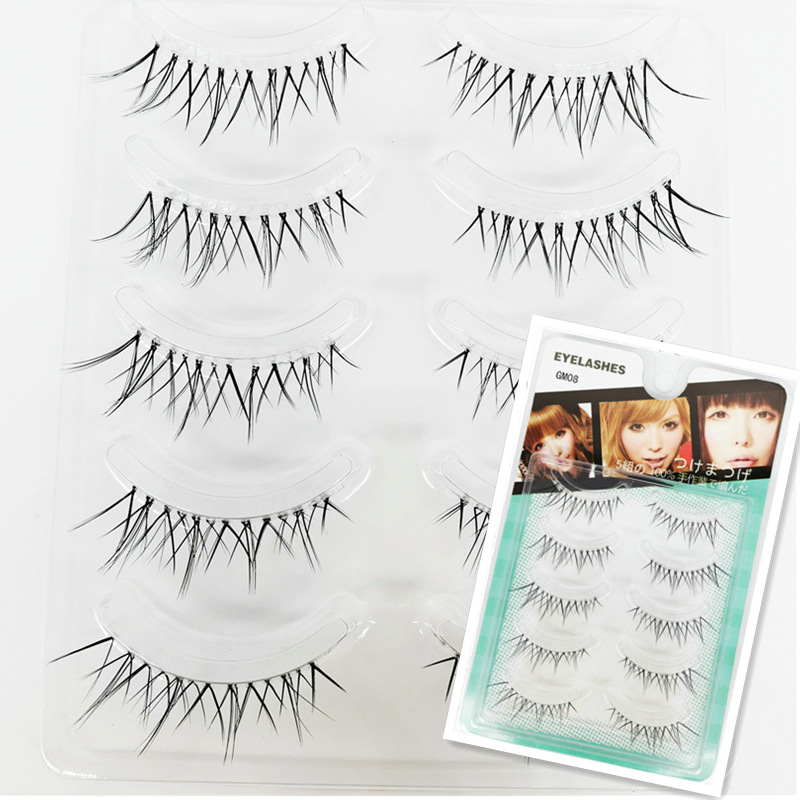 Handmade Sharpened False Eyelashes Gm08 Japanese and Korean Fashion Sheer Root Natural Nude Makeup 5 Pairs Bridal Makeup Eyelash