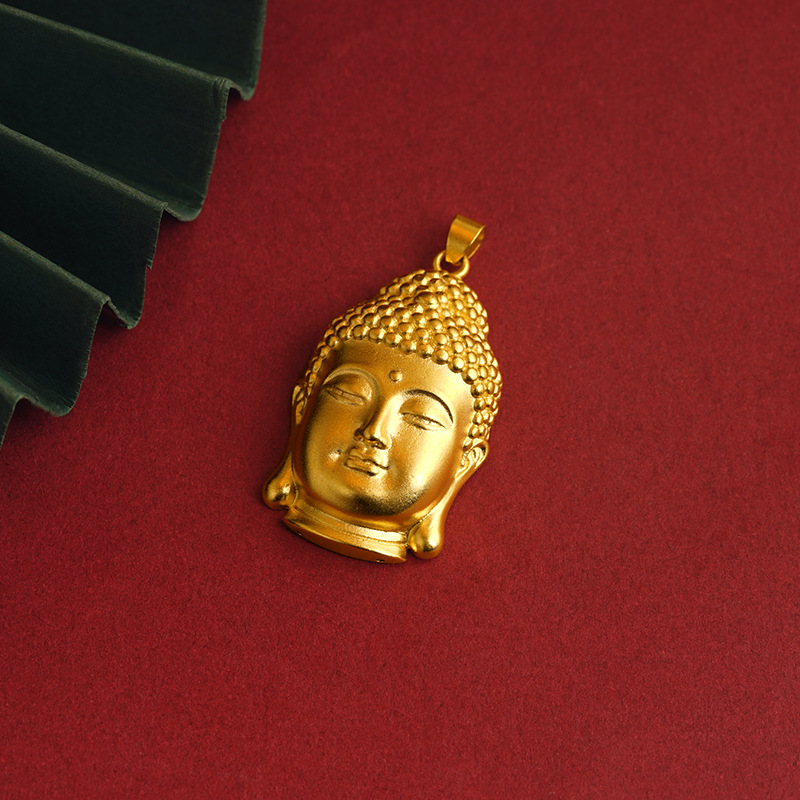 New Chinese Style National Trendy Style Copper Alloy Maitreya Buddha Pendant Black Braided Rope Necklace Pendant Buddha Head Pendant Ladies