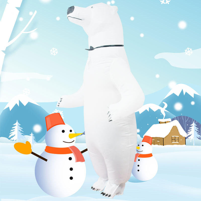 跨境北极熊充气服雪人充气服万圣节成人卡通亲子派对人偶表演道具