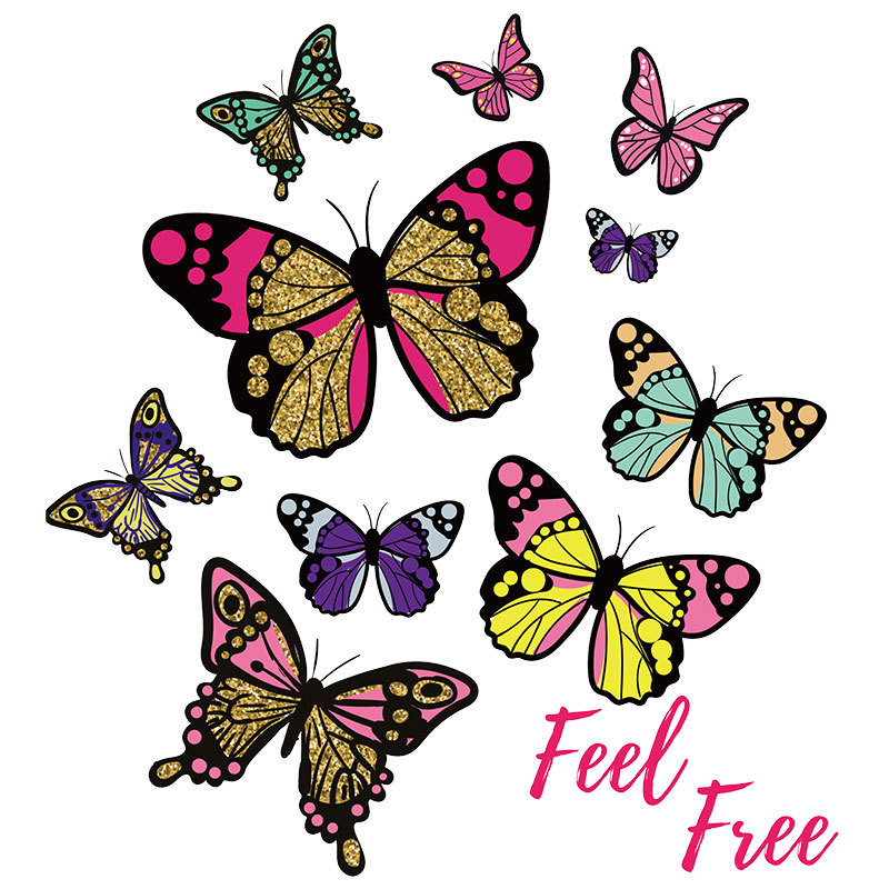 新款蝴蝶烫画胶印 热转印图案服装箱包袜子多用途印花贴纸耐水洗