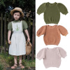 soor ploom2022 Children's clothing summer girl Short sleeved jacket Hollow Sweater Female baby puff sleeve T-shirt