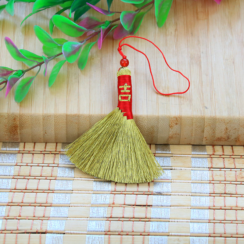 手工编织金色芒草扫帚端午节祈福礼品宝宝压惊安睡迷你小扫把挂件