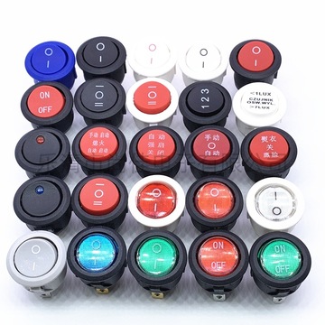 船型开关kcd2圆形带灯d1电源开关3脚23mm船形大圆小型20m翘板开关