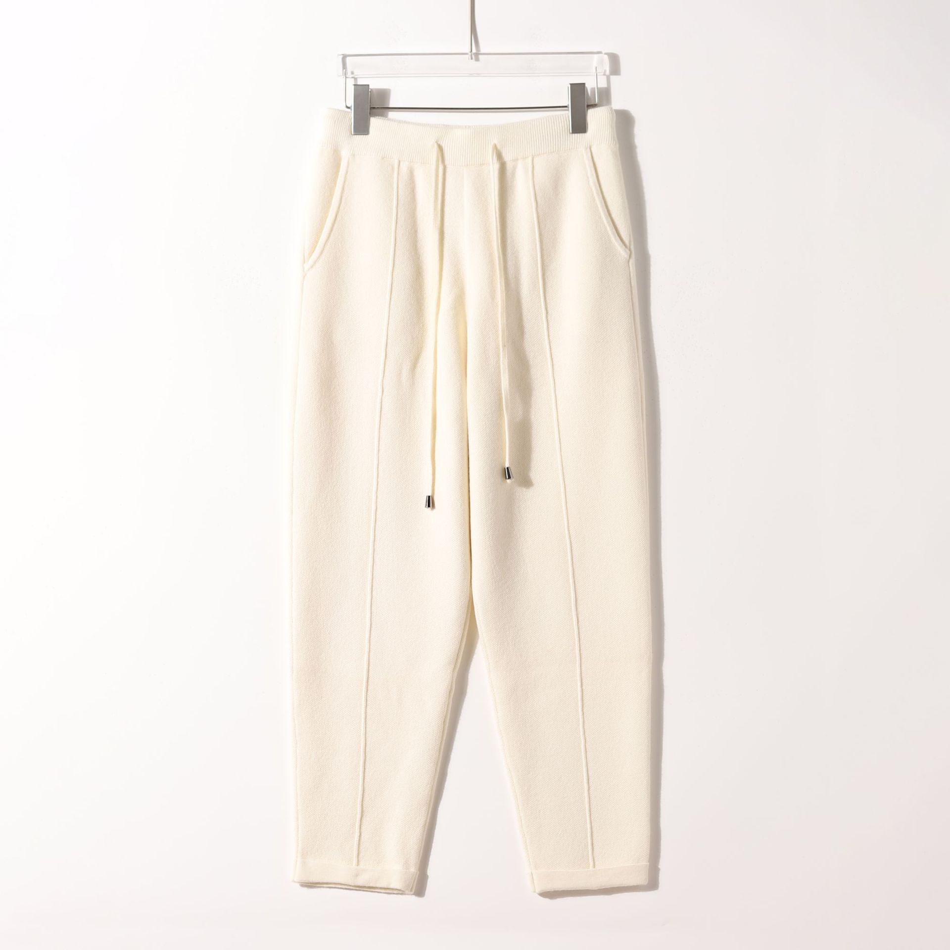 23新款秋冬休闲羊绒裤女士宽松直筒显瘦针织裤百搭舒适保暖毛裤女