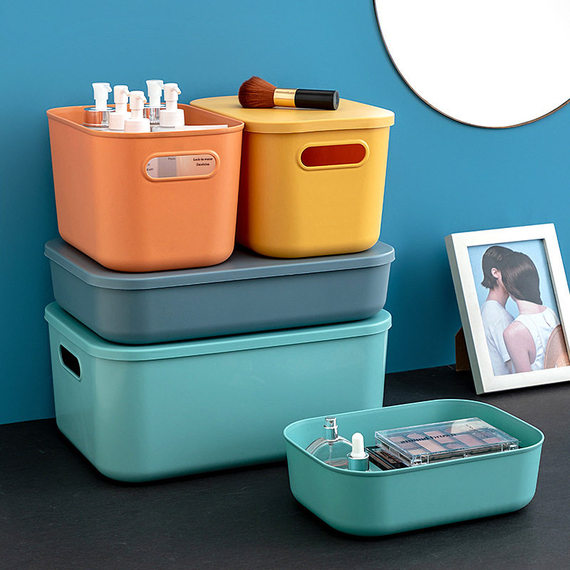 Glove Compartment Storage Box Japanese Plastic Storage Box Snack Dormitory Desktop Cosmetic Storage with Lid Storage Basket