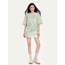 EON女装|2024夏季新款实拍宽松美式可爱有趣蕾丝短袖T恤
