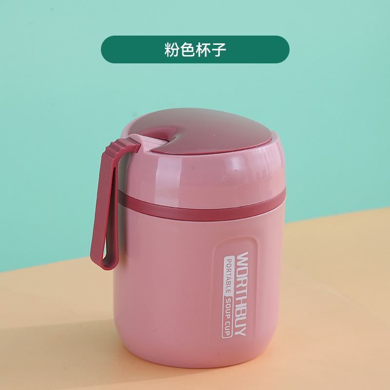 304 Stainless Steel Office Worker Portable Insulated Breakfast Soup Cups Cans round Bento Lunch Box Soup Box Porridge Cup Soup Pot