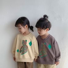 儿童卫衣韩版男童装2024新款春秋季小熊洋气炸街女童宽松宝宝上衣