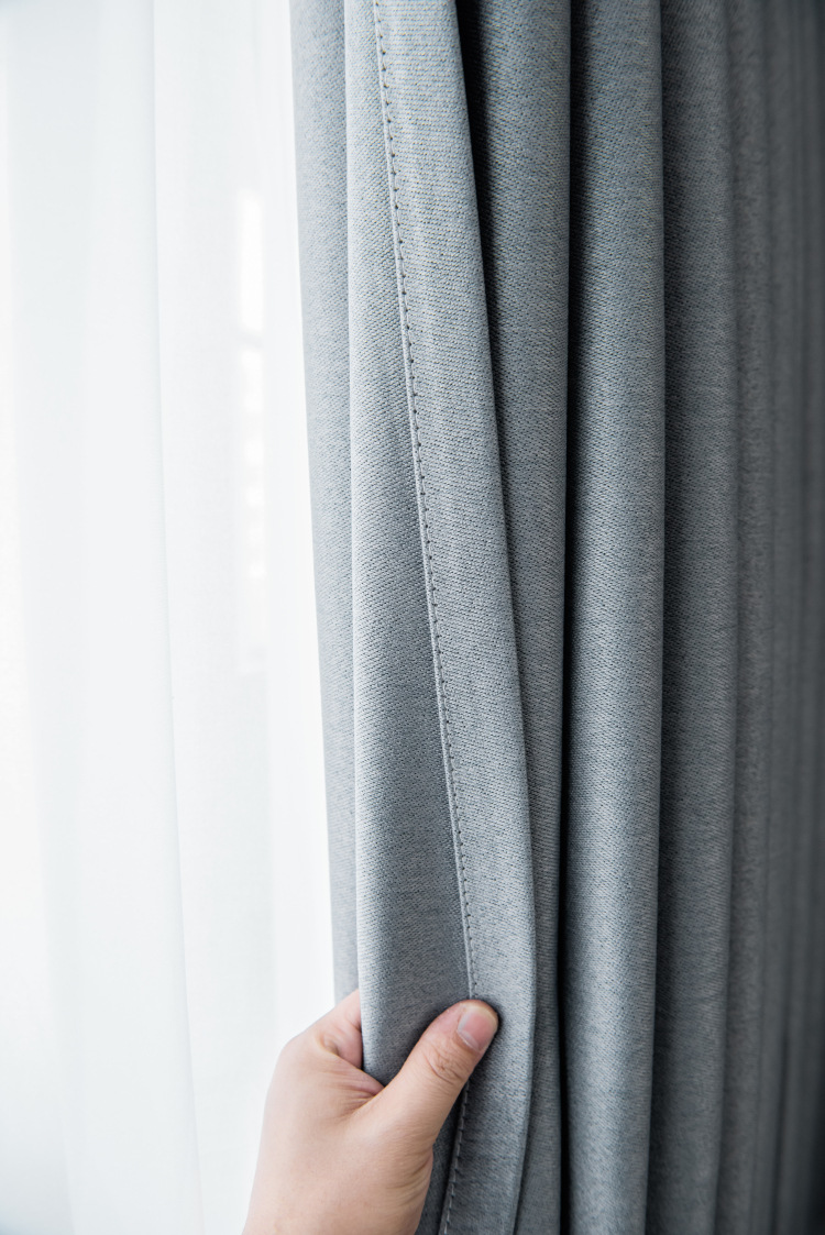 全遮光双面麻窗帘布工程酒店家装 纯色窗帘成品棉麻拼接遮光帘