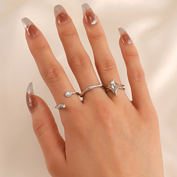 三件套几何珍珠戒指女 时尚个性不规则ins潮小众设计指环手饰品