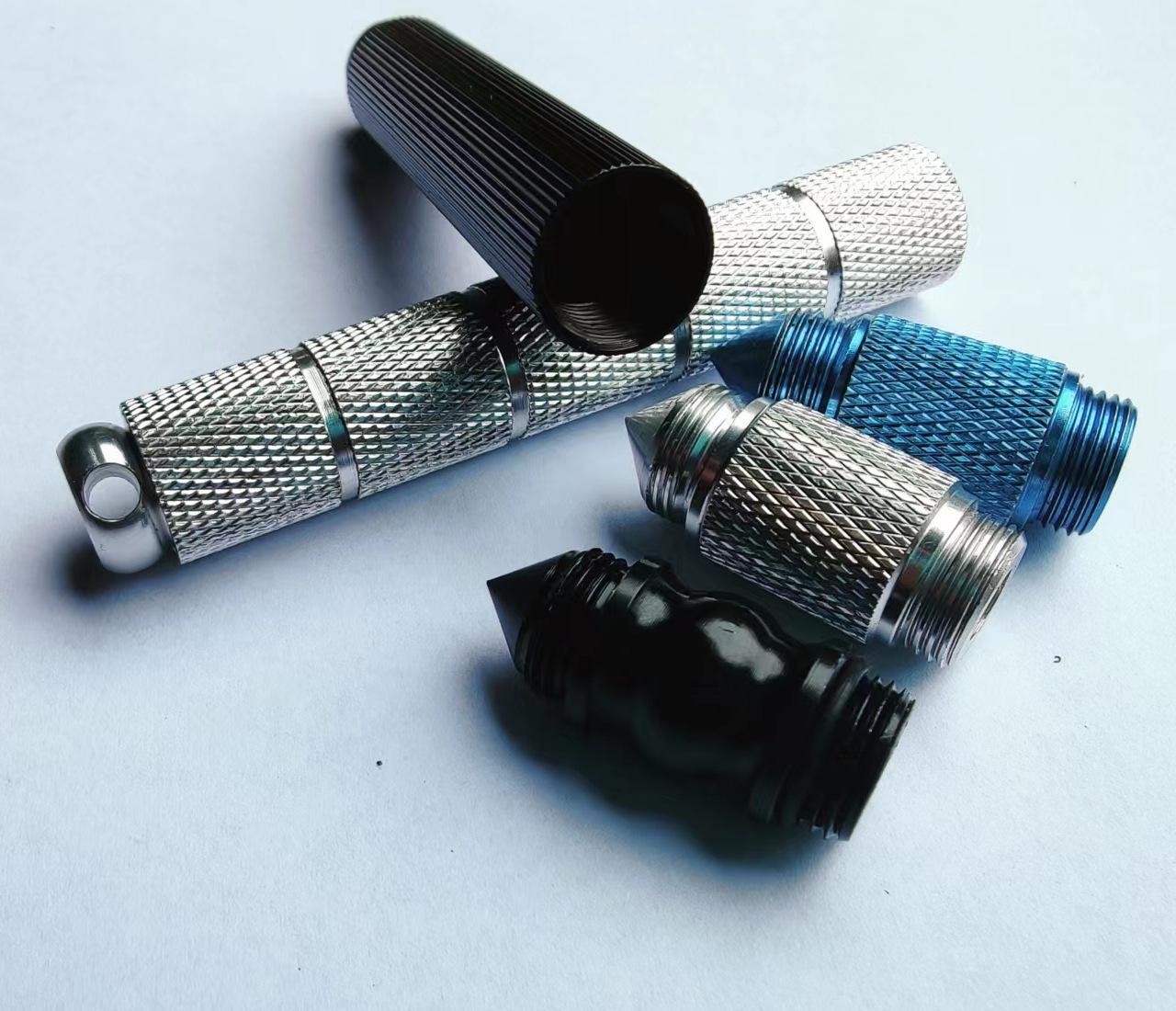 cnc数控车床滚花工艺礼品铝合金外壳,工具刀笔零件外壳配件加工