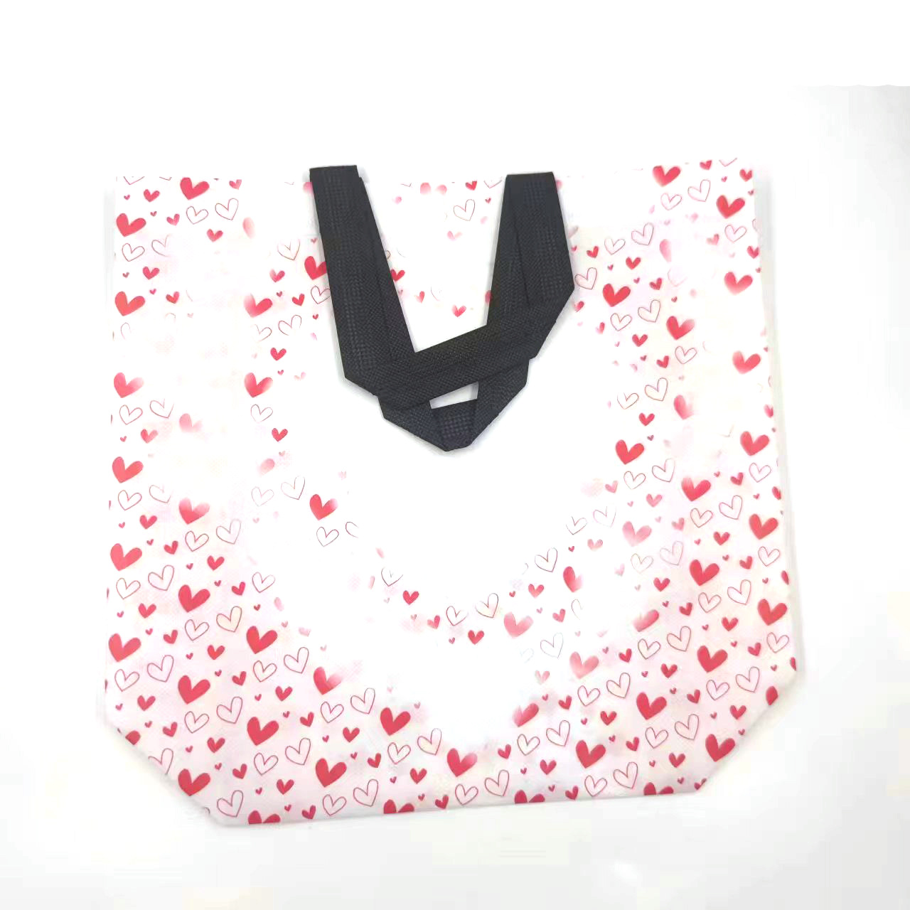 Red Love Non-Woven Bag Printed Logo Printing Shopping Bag Non-Woven Handbag in Stock