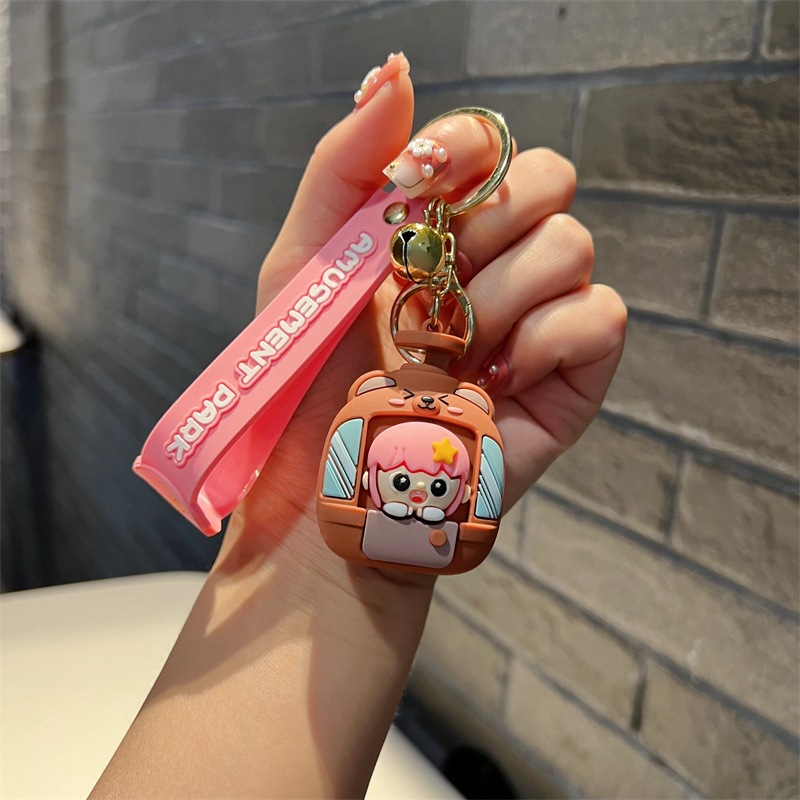 Genuine Creative Xiaolai Amusement Park Keychain Cute Trojan Girl Bear Girl Key Chain Men's and Women's Handbags Pendant